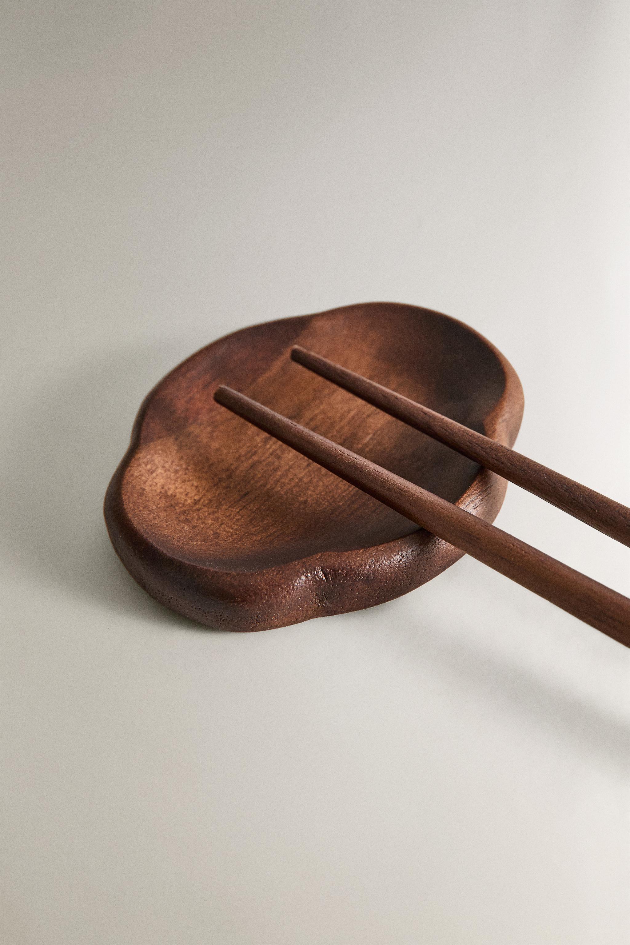WOODEN CHOPSTICKS AND STAND SET (SET OF 2)